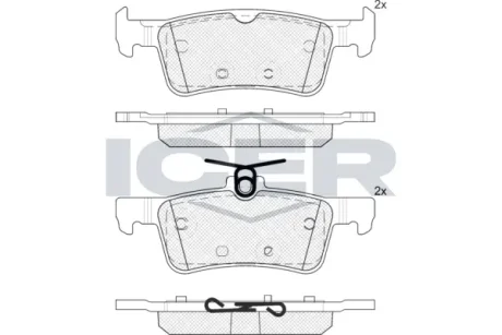 Колодки гальмівні (задні) Peugeot 308i/SW 07- ICER 182174-208