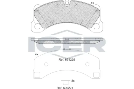Колодки гальмівні (передні) Porsche Cayenne 10- ICER 182206