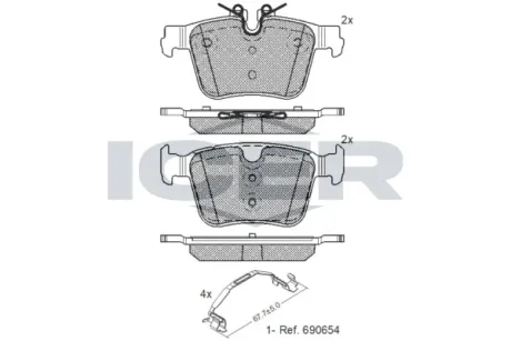 Колодки гальмівні (задні) Volvo S60/V60 18-/S90/V90/XC60 16-/XC90 14- (к-кт) ICER 182232-203