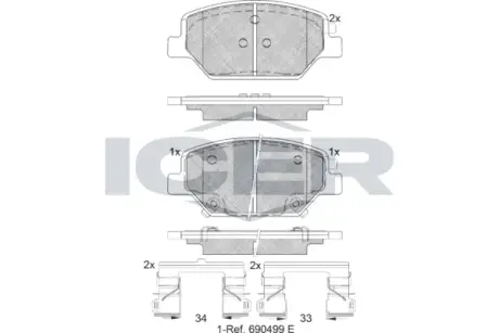 Колодки гальмівні (передні) Opel Insignia B 17-/Chevrolet Camaro/Buick Envision 16- ICER 182317