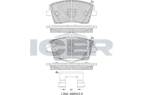 Колодки гальмівні (передні) Volvo XC40 17- ICER 182354