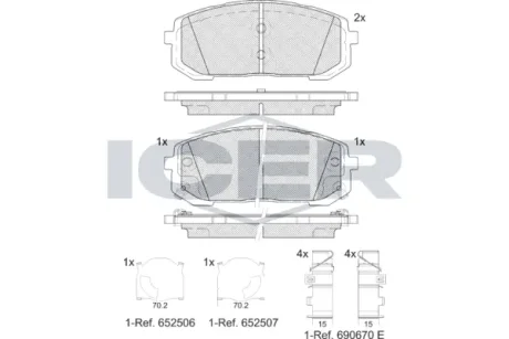Колодки гальмівні (передні) Hyundai Elantra 20-/Sonata VIII/Kia Optima V 19- ICER 182419