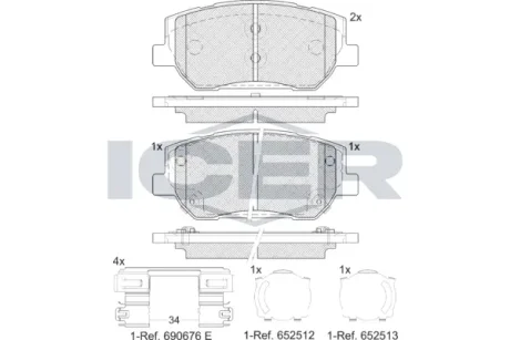 Колодки гальмівні (передні) Hyundai Santa Fe 18-20 ICER 182441