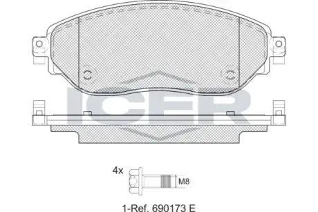 Колодки гальмівні (передні) Renault Trafic III/Opel Vivaro B 14-/Nissan NV300/Fiat Talento 16- ICER LM2219