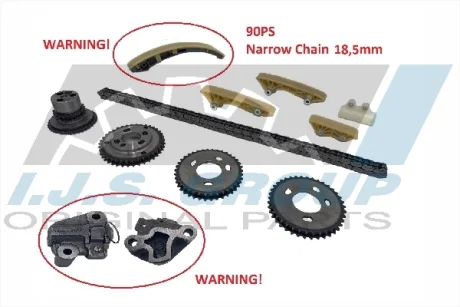 Комплект ланцюга ГРМ Ford Transit 2.0-2.4DI 00-06/Mondeo 2.0 00-07 (ланцюг, натяжник, шестерня) IJS GROUP 40-1020FK