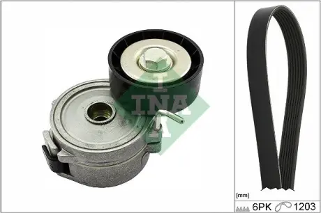 Комплект ременя генератора Citroen C5/C6/Peugeot 407/508/607/807 06- (6PK1203) INA 529 0357 10