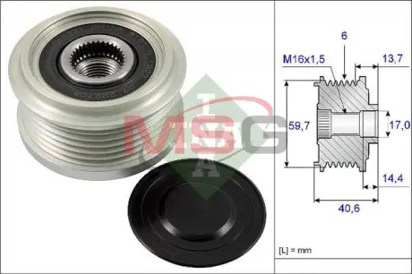 Шків генератора CHEVROLET CRUZE, TRAX OPEL ASTRA J, ASTRA J GTC, MERIVA B, MOKKA / MOKKA X 1.7D 09.09- INA 535 0228 10