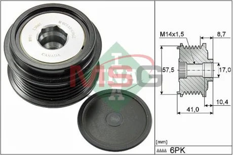 Шків генератора DAIHATSU CHARADE VIII FORD GALAXY III, MONDEO V, S-MAX FORD USA MUSTANG TOYOTA AURIS, COROLLA, URBAN CRUISER, YARIS 1.3-3.7 11.08- INA 535028210