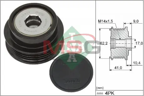 Шків генератора TOYOTA AURIS, COROLLA, VERSO S, YARIS, YARIS/HATCHBACK 1.3/1.33/1.5 11.10-06.20 INA 535 0338 10