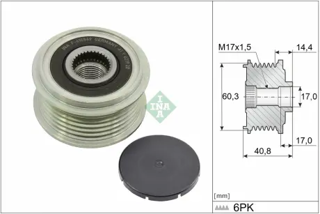 Шків генератора Nissan Micra/Renault Clio 1.5 dCi 16- INA 535 0374 10