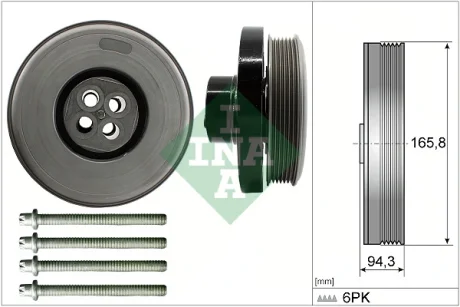 Шків колінчастого валу MB C-class (W204/W205)/E-class (W212) 08-18 OM651 (з болтами) INA 544 0602 20