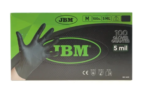 Рукавиці нітрилові (M) 100 шт. 5 mil (чорні) JBM 54151