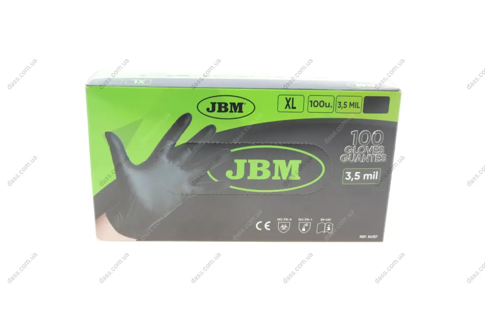 Рукавиці нітрилові (XL) 100 шт. 3,5 mil (чорні) JBM 54157 (фото 1)