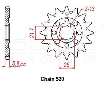 Передня зірка MOTO JT 100-408-13