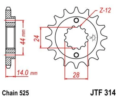 Передня зірка MOTO JT 101-552-16