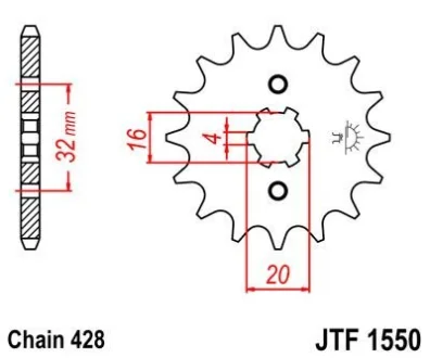 Передня зірка MOTO JT 102-332-14