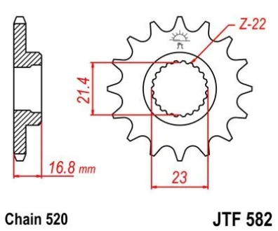 Передня зірка MOTO JT 102-482-16