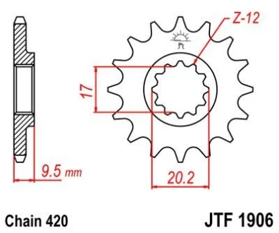 Передня зірка MOTO JT 105-254-14