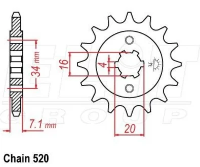 Передня зірка MOTO JT 105-425-14
