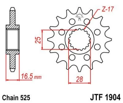 Передня зірка MOTO JT 105-501-16
