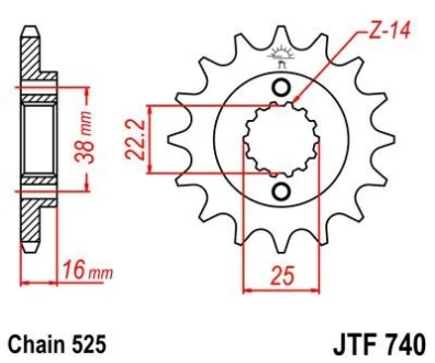 Передня зірка MOTO JT 105-551-14