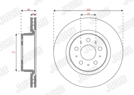 TESLA диск гальм. передній Model 3 Jurid 563658JC