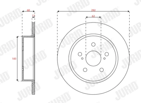TOYOTA гальмівний диск задн C-HR (_X1_) 1.2/1.8 16 Jurid 563757JC