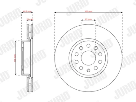 VW Гальмівний диск передн. GOLF VIII (CD1, DA1) 1.5 TGI 20-, AUDI A3 Limousine (8YS, 8YM) 30 TFSI 24- Jurid 563828JC