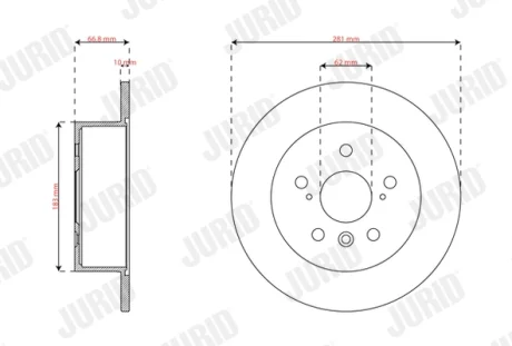 TOYOTA гальмівний диск задн.Avalon 12- Jurid 563837JC