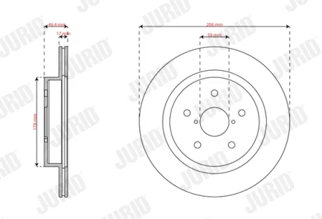 SUBARU Диск гальмівний задній OUTBACK (BS) 2.0 D AWD (BSD) 15- Jurid 563861JC