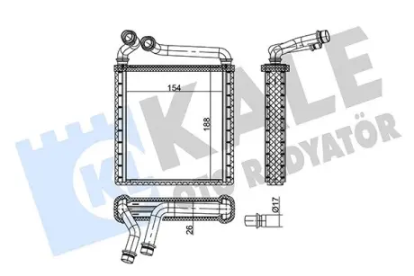 VW Радіатор опалення Golf V,VI, Passat, Tiguan, Skoda Octavia II, SuperB II Kale 346745
