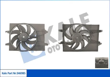 FORD Вентилятор радіатора Fiesta V, Fusion 1.25/1.6, Mazda 2 01- Kale 346985