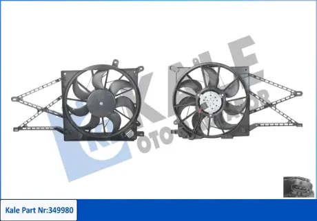 OPEL Вентилятор радіатора двиг. (з системою кондиц.) Astra G, Zafira A 1.2-2.2 98- Kale 349980