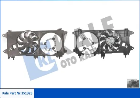 FIAT Вентилятор радіатора (з дифузором) Doblo 1.3/1.9JTD 03- Kale 351325