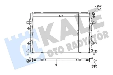 VW Радіатор охолодження BEETLE (5C1, 5C2) 1.4, 2.0 14-, CADDY IV 2.0 15-, SKODA Kale 356340