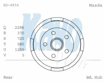 PARTS MAZDA Гальмівний барабан 626 III Hatchback (GD) 2.0 D 87-91 KAVO BD-4854