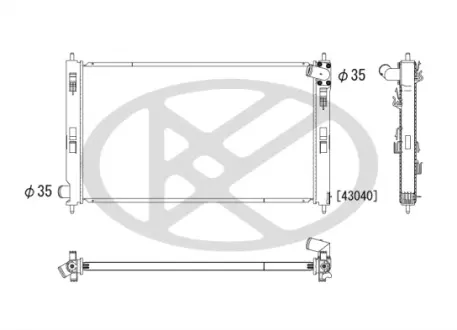 Радіатор двигуна (мкпп) CITROEN C4 AIRCROSS, C-CROSSER, C-CROSSER ENTERPRISE MITSUBISHI ASX, LANCER VIII, OUTLANDER II PEUGEOT 4007, 4008 1.6D-2.2D 11.06- KOYORAD PL032037