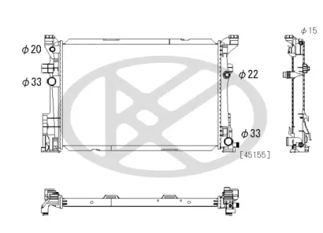 Радіатор двигуна (акпп) MERCEDES A (W176), B SPORTS TOURER (W246, W242), CLA (C117), CLA SHOOTING BRAKE (X117), GLA (X156) 1.5D-Electric 11.11-12.19 KOYORAD PL413012
