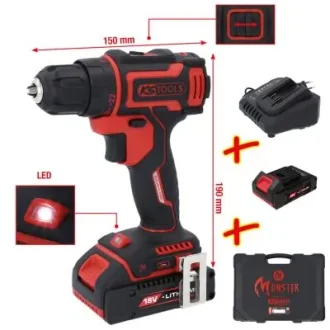 Акумуляторний дрель-гайковерт eMONSTER, 4 предмета KS TOOLS 515.6400