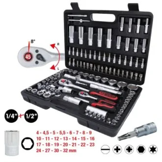 Комплект торцевих ключів 1/4"+1/2" 108 шт KS TOOLS 911.0708