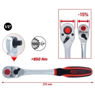 Тріскачка 1/2" Monster 100 зубців KS TOOLS 935.1290
