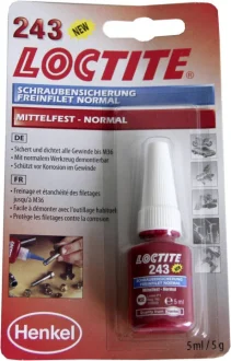 Фіксатор різьби LOCTITE 243 (синій) 5 мл (середньої фіксації), макс. діаметр різьби М36 Loctite 1370555
