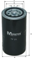 Фільтр масляний T4 2.4D/2.5TDI 91-03/LT 2.4D 88-96 Mfilter TF 25