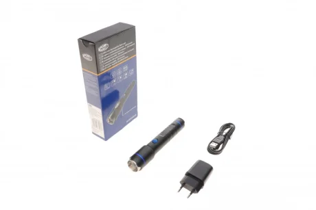 Ліхтарик для автомастерской акумуляторный. зумирований (без кабеля micro USB), 250lm,3W, пило/волого захист IP54, 2 режиму роботи 140/250 lm, возможность фокусировки луча, 5 години роботи Magneti Marelli 007935030160