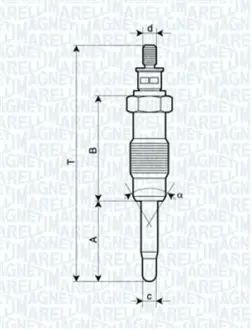 Свічка розжарювання BRAVO/A,PUNTO,LANCIA, ALFA,MAREA [] MAGNETI MARELLI 062500300304