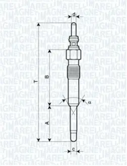 Свічка розжарювання ALFA FORD OPEL ROVER, VW T5 MAGNETI MARELLI 062900006304