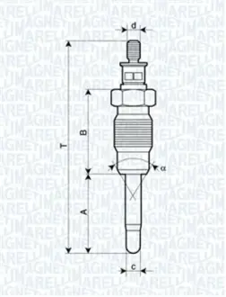 Свічка розжарювання Renault Clio,Megane 1.9D MAGNETI MARELLI 062900016304