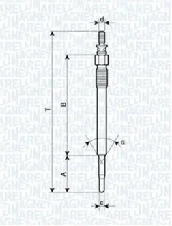 Свічка розжарювання CITROEN C1,C2,C3,C4,C5,XSARA FORD FIESTA V,FUSION,FOCUS II MAZDA 2 PEUGEOT 107,206,307,407,1007 [] MAGNETI MARELLI 062900022304