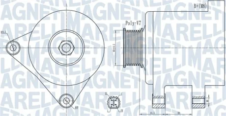 MAGNETI MARELLI HONDA Генератор ACCORD VIII 2.0 08-, CR-V III 2.0 06-, CR-V IV 2.0 13-, CROSSROAD 2.0 7- Magneti Marelli 063732078010