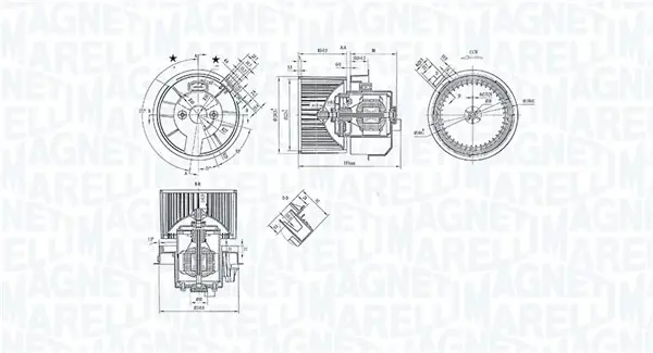 Вентилятор салону DUSTER, LOGAN II, LOGAN MCV II, SANDERO II RENAULT CLIO IV, DUSTER, LOGAN I, LOGAN/STEPWAY II, SANDERO/STEPWAY II, THALIA III 0.9-2.0 02.08 Magneti Marelli 069412247010 (фото 1)